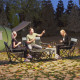 4 Piece Folding Camping Table and Chairs, Outdoor Lawn Chair Set w/ Table, Cup Holders for Hiking, Picnic, Grey