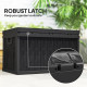 70 Gallon Deck Box, Resin Outdoor Storage Box with Handles, Waterproof Storage Container for Garden Tools, Black