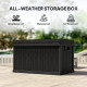 70 Gallon Deck Box, Resin Outdoor Storage Box with Handles, Waterproof Storage Container for Garden Tools, Black
