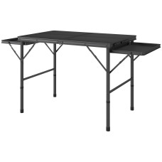 4.5ft Folding Grill Table, Height Adjustable Camping Table w/ Wing Panels, Metal Portable Picnic Table w/ Mesh Desktop