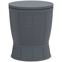 11 Gallon Patio Cooler Side Table, Outdoor Cooler Bar Table with Height Adjustable Top, Drainage Plug, Grey