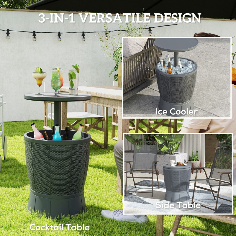 Patio Cooler Side Table with Adjustable Height
