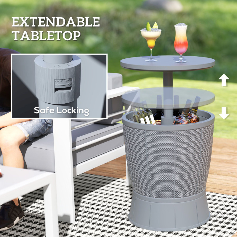 Patio Cooler Side Table with Adjustable Height