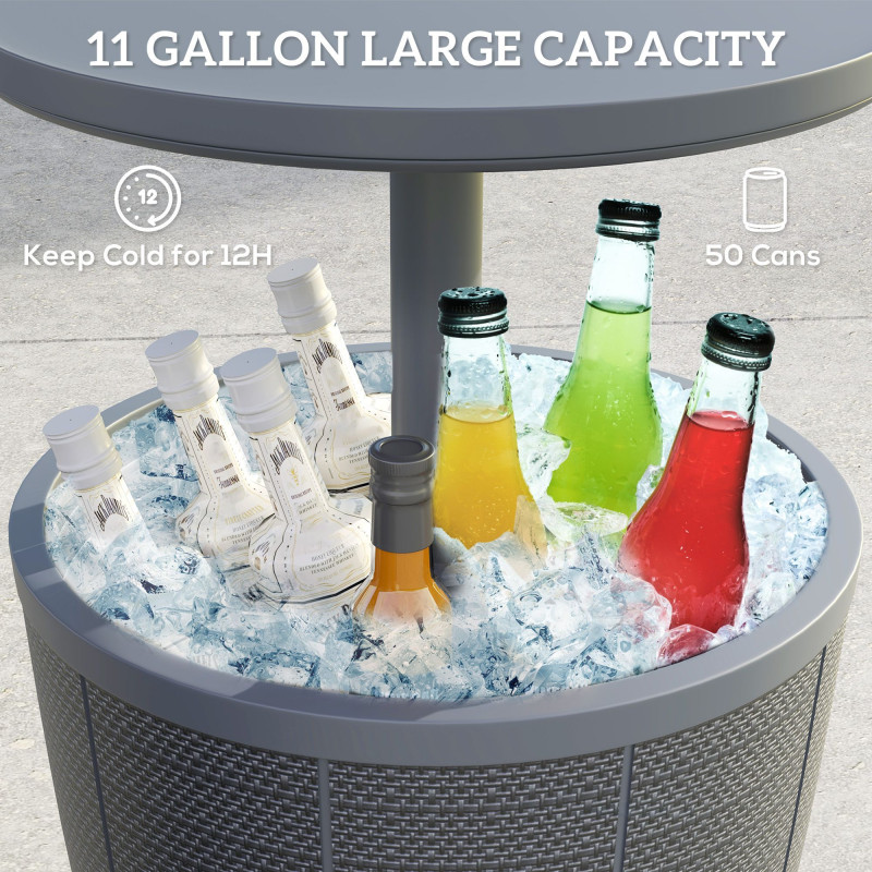 Patio Cooler Side Table with Adjustable Height