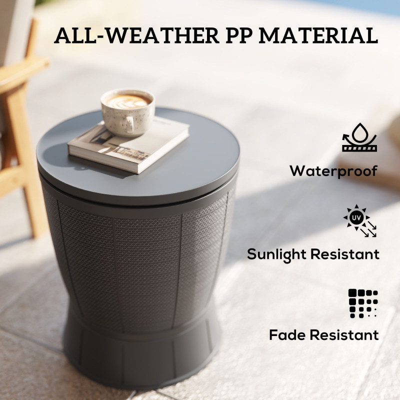 Patio Cooler Side Table with Adjustable Height