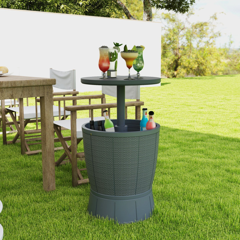 Patio Cooler Side Table with Adjustable Height
