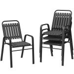 Stackable Outdoor Dining Chairs Set of 4, for Patio, Balcony, Deck, Garden, Black