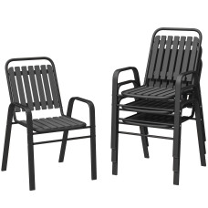 Stackable Outdoor Dining Chairs Set of 4, for Patio, Balcony, Deck, Garden, Black