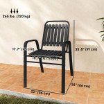 Stackable Outdoor Dining Chairs Set of 4, for Patio, Balcony, Deck, Garden, Black