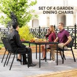 Stackable Outdoor Dining Chairs Set of 4, for Patio, Balcony, Deck, Garden, Black