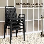 Stackable Outdoor Dining Chairs Set of 4, for Patio, Balcony, Deck, Garden, Black
