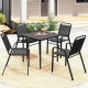 Stackable Outdoor Dining Chairs Set of 4, for Patio, Balcony, Deck, Garden, Black