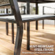 7 Piece Outdoor Dining Set with 6 Stackable Chairs, Rectangle Table, WPC Slatted Top, Rust-Resistant Steel Frame