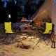 2 Pack Folding Camping Chairs, High Back Folding Chairs w/ Cup Holder, Padded Camping Chairs for Outdoor Events, Yellow