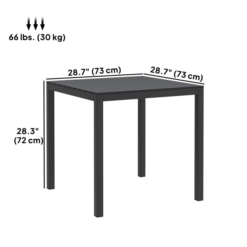 Square Outdoor Dining Table for 4 with Aluminum Steel Frame, Black