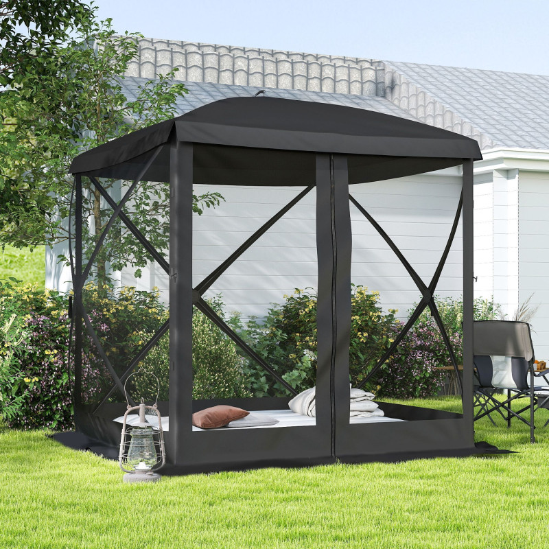 Pop-Up Tent, Foldable Screen Tent with Carry Bag, Zippered Door and Ground Stakes, Fits 3-4 People, Black