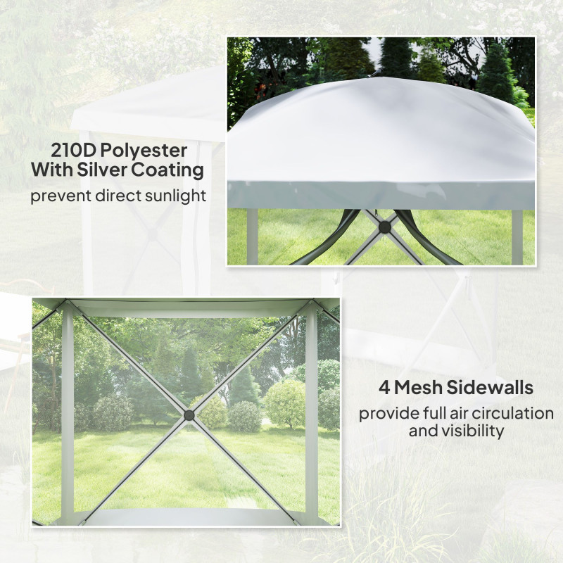 Pop-Up Tent, Foldable Screen Tent with Carry Bag, Zippered Door and Ground Stakes, Fits 3-4 People, Light Grey