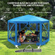 12' x 12' Hexagon Automatic Pop Up Screen Tents, Camping Shelter w/ Mesh Sidewalls and Carry Bag Blue