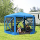 12' x 12' Hexagon Automatic Pop Up Screen Tents, Camping Shelter w/ Mesh Sidewalls and Carry Bag Blue