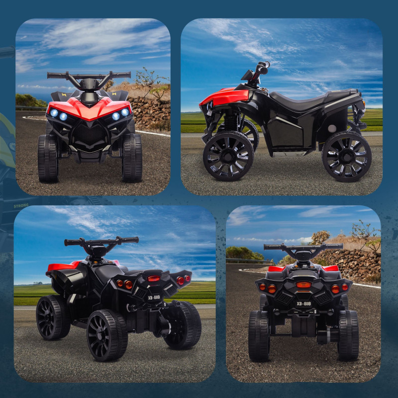 Qaba 6V Kids ATV, 4 Wheeler Electric Ride on Car with Music and LED Headlights, for Ages 37-72 Months Boys and Girls, Red