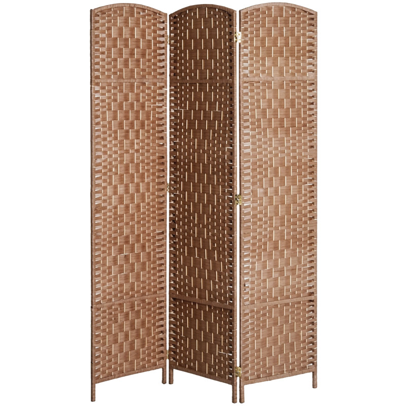 6ft Folding Room Divider, 3 Panel Wall Partition with Wooden Frame for Bedroom, Home Office, Natural