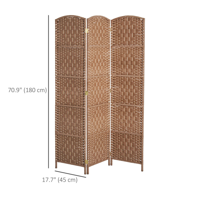 6ft Folding Room Divider, 3 Panel Wall Partition with Wooden Frame for Bedroom, Home Office, Natural