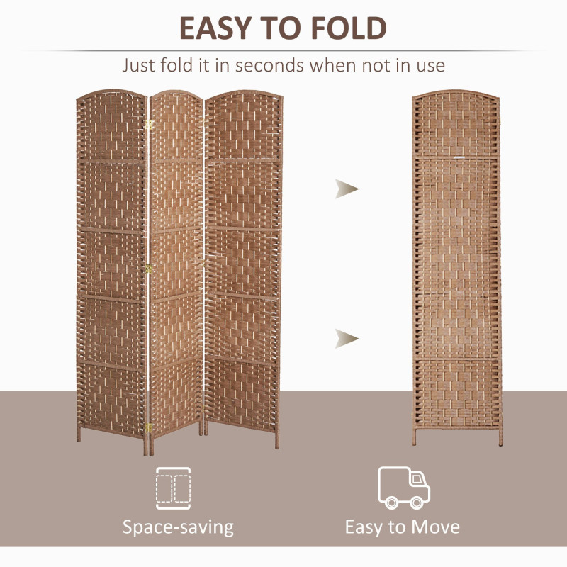 6ft Folding Room Divider, 3 Panel Wall Partition with Wooden Frame for Bedroom, Home Office, Natural