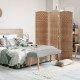 6ft Folding Room Divider, 3 Panel Wall Partition with Wooden Frame for Bedroom, Home Office, Natural