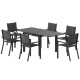 Patio Dining Set for 6, Aluminum Expandable Outdoor Table and 6 Stackable Chairs with Padded Back, Mesh Seat, Black