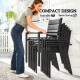 Patio Dining Set for 6, Aluminum Expandable Outdoor Table and 6 Stackable Chairs with Padded Back, Mesh Seat, Black