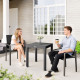 Set of 2 Outdoor Garden Chairs, Stackable Patio Dining Chairs with Breathable Fabric, Armrests and Backrest, Black