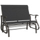 Garden Double Gliding Chair, Patio Glider Armchair for Outdoor, Backyard Mesh Seat and Backrest, Steel Frame Black