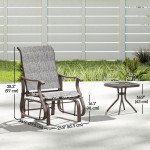 3PCs Gliding Rocking Chair & Bistro Tea Table Set, Grey