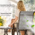 3PCs Gliding Rocking Chair & Bistro Tea Table Set, Grey