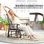 3PCs Gliding Rocking Chair & Bistro Tea Table Set, Grey