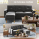 Sectional Sofa Couch, L Shaped Couch with Reversible Chaise, Wooden Legs for Living Room, Bedroom, Dark Grey