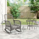 Rocking Bistro Set, 3 Piece Wicker Patio Furniture with High Back Rocking Chairs and 2-Tier Glass Table, Light Grey