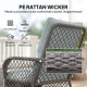 Rocking Bistro Set, 3 Piece Wicker Patio Furniture with High Back Rocking Chairs and 2-Tier Glass Table, Light Grey