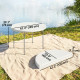 4ft Plastic Folding Picnic Table, Camping Table with Anti-Slip Foot Pads, Indoor Outdoor for Beach, BBQ, White