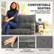 Wicker Outdoor Sofa with Side Trays, Rattan Patio Loveseat with Cushions for Garden Balcony, Light Grey
