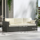 3 Seater Wicker Patio Sofa with Side Trays, Outdoor Couch with 6