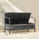 33 Gallon Outdoor Storage Bench, Wicker Deck Box Patio Bench Seat with Cushion, Grey