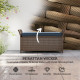 2-In-1 Outdoor Storage Bench, 29 Gallon Wicker Deck Box with Handles and Cushion, Navy Blue