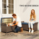 2-In-1 Outdoor Storage Bench, 29 Gallon Wicker Deck Box with Handles and Cushion, Navy Blue