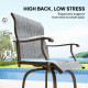 Outdoor Bar Stools Set of 2, Swivel Bar Height Chairs with High Back, Curved Armrests and Steel Frame, Mixed Grey