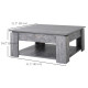 Modern Coffee Table with Storage Shelf, Square  Cocktail Table, Center Table for Living Room, Grey