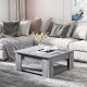 Modern Coffee Table with Storage Shelf, Square  Cocktail Table, Center Table for Living Room, Grey