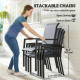 Stackable Patio Chairs Set of 4, Outdoor Dining Chairs with All Weather Breathable Mesh and Armrests, Grey