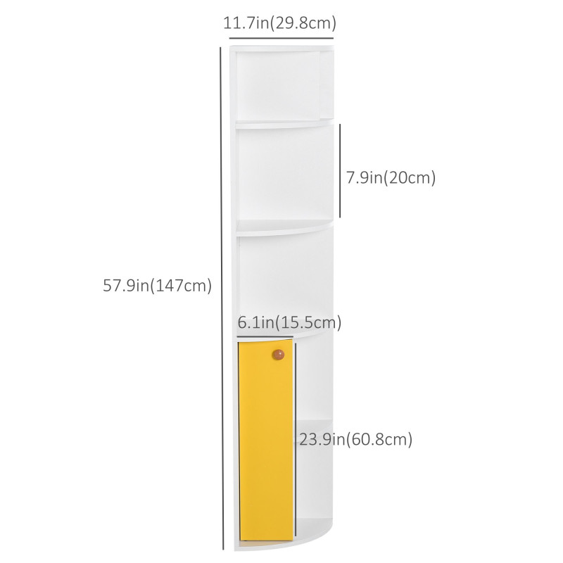 5-Tier Corner Bookcase, Storage Bookshelf, Freestanding Display Shelves with Open Compartments and Cabinet for Home Office, Living Room, Study, White