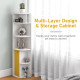 5-Tier Corner Bookcase, Storage Bookshelf, Freestanding Display Shelves with Open Compartments and Cabinet for Home Office, Living Room, Study, White